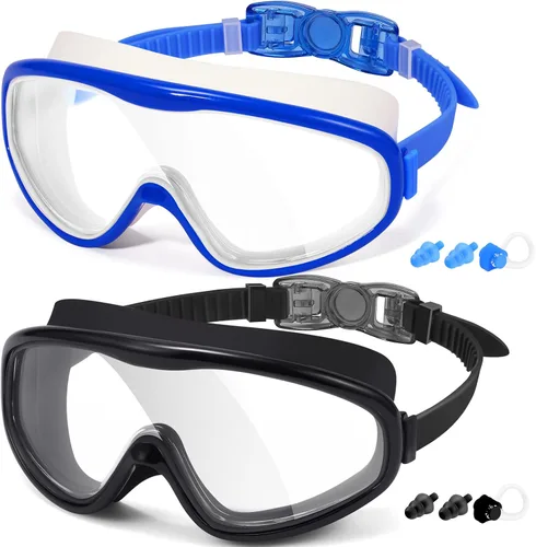 Miniatura 10 de Braylin Gafas de natación para adultos, paquete de 2 gafas de natación de visión amplia para hombres, mujeres, jóvenes, adolescentes, antivaho y más