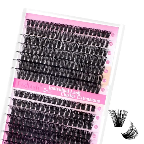 Miniatura 26 de Racimos de pestañas 10-16mm 144 piezas Bandeja mixta Pestañas individuales Rizo D Pestañas individuales en racimo Extensiones de pestañas