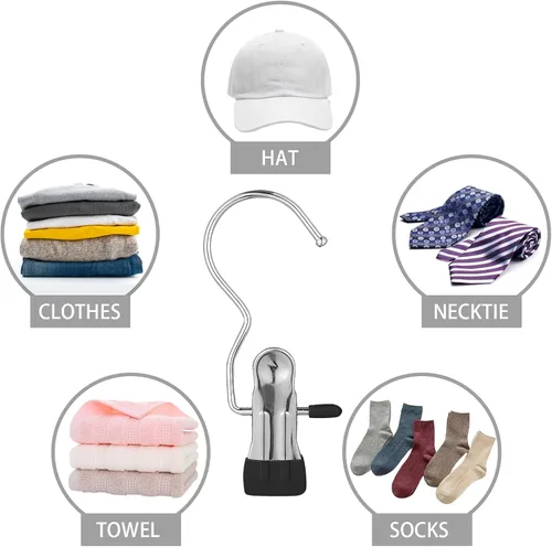 Miniatura 5 de 10 perchas modernas de acero inoxidable metálico para ahorrar espacio con gancho, plata o gris