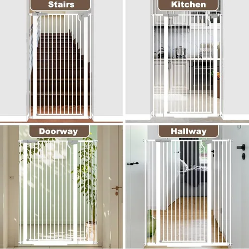 Miniatura 6 de Puerta para gatos extra alta de 51.18 pulgadas, puerta ajustable para mascotas para puertas y escaleras de 29.5 a 40.5 pulgadas de ancho, puerta