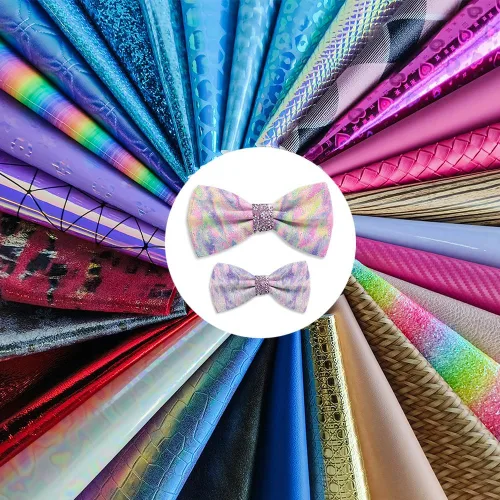 Miniatura 2 de XHT Hojas de piel sintética al azar, 30 piezas de 8 x 12 pulgadas, holográfica en relieve texturizado de cuero sintético para manualidades
