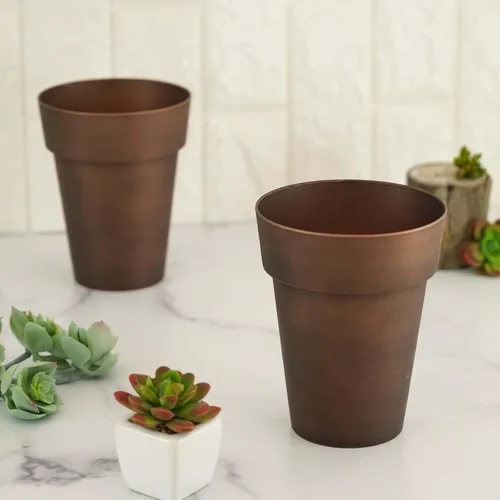 Miniatura 10 de Efavormart - Paquete de 2 macetas decorativas para interiores y jardines con borde blanco y dorado de 6 pulgadas