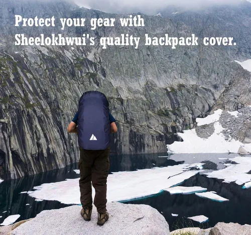 Miniatura 2 de Cubierta impermeable para mochila de lluvia (15-90L), cubierta de nylon resistente con sistema de cierre doble ajustable actualizado y bolsa de Azul