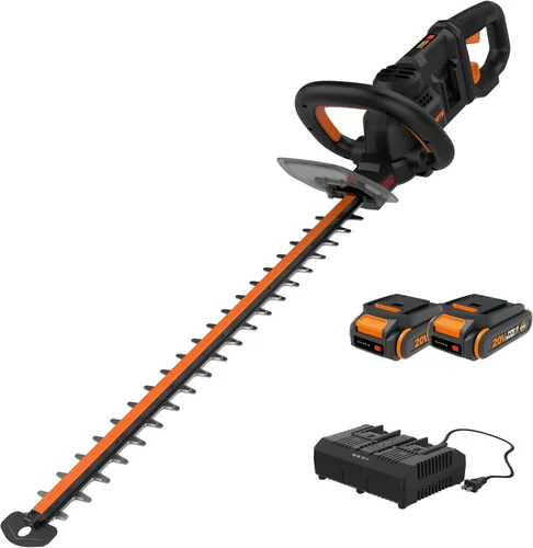 WORX Nitro WG286 recortadora de setos inalámbrica de 40 V y 24 pulgadas, recortadora eléctrica de setos con cuchillas de acción doble y 3400 SPM,