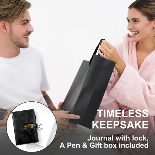Miniatura 4 de CAGIE Diario con candado para hombre, recargable, 192 páginas forradas, diario bloqueado con bolígrafo, diario A5 con cerradura para escribir regalo