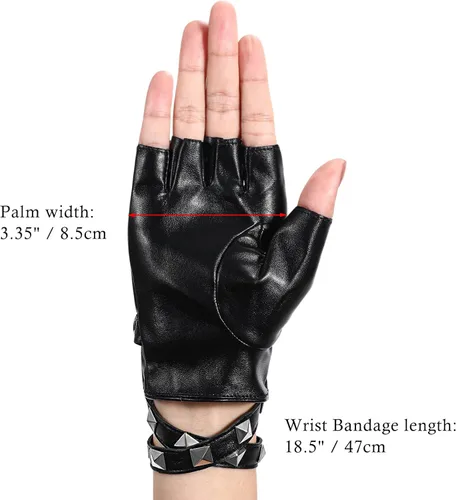 Miniatura 7 de Guantes punk para mujer, cinturón de piel sintética, steampunk, disfraz de cosplay de Halloween