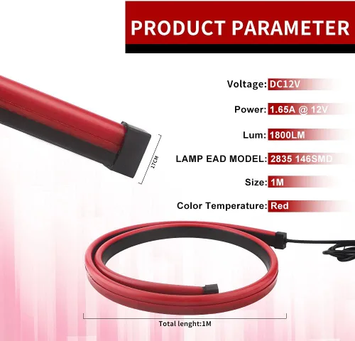 Miniatura 7 de Keiurot Tira de luz LED de tercera luz de freno con señal de giro secuencial, luz de advertencia de doble flash, lámpara de luz de freno flexible