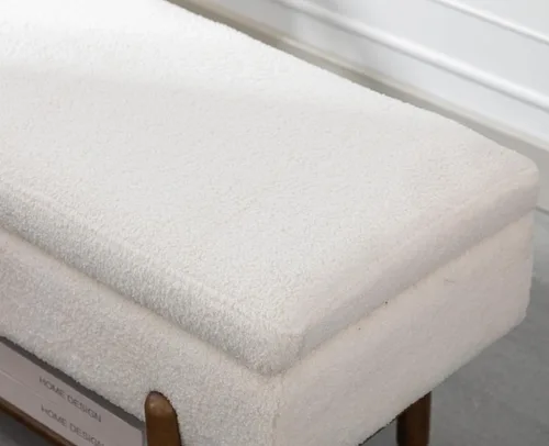 Miniatura 7 de EALSON Banco de almacenamiento moderno para dormitorio, extremo de la cama, banco otomano tapizado de sherpa con almacenamiento y zapatero de Beige