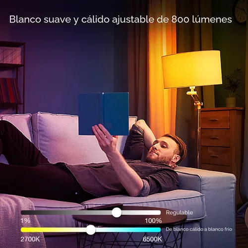 Miniatura 7 de DAYBETTER Bombillas inteligentes, bombilla Alexa, bombillas WiFi, bombilla RGBCW que cambia de color A19 9W 800LM, bombillas inteligentes que