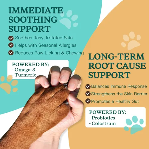 Miniatura 5 de NATURE TARGET Masticables liofilizados para aliviar la alergia para perros, con probióticos, calostro para la salud inmunológica, antipicazón