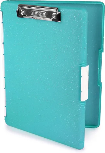 Miniatura 19 de Dexas Slimcase 2 - Portapapeles de plástico con almacenamiento y apertura lateral, color verde espuma con clip dorado, suministros de oficina