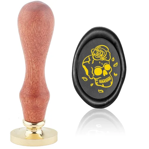 Miniatura 13 de CRASPIRE Sello de cera para taza de café, sellos de cera de sellado vintage, sello ovalado extraíble de latón con mango de madera para invitaciones