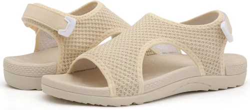 Miniatura 8 de XIHALOOK Sandalias ortopédicas para caminar para mujer con ganchos ajustables, puntera abierta, sandalias deportivas de punto transpirable