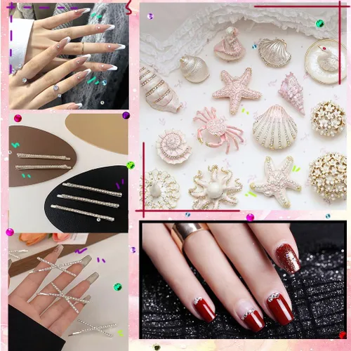 Miniatura 6 de 2064 piezas de perlas para manualidades, calcomanías de perlas autoadhesivas de 4 colores, 12 hojas de perlas para el cabello para hacer manualidades
