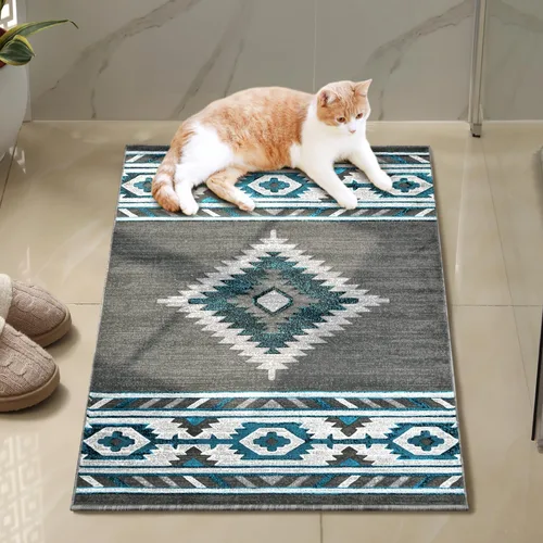Miniatura 46 de YHSF South West - alfombra nativa americana del suroeste, fácil de limpiar, gruesa, suave y duradera, alfombra tribal inspirada en indios americanos