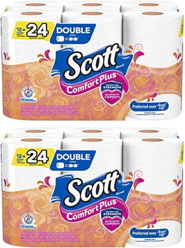 Miniatura 20 de Scott ComfortPlus - Papel higiénico con tubo perfumado suave a lavanda, 12 mega rollos, 310 hojas por rollo, apto para fosas sépticas, papel