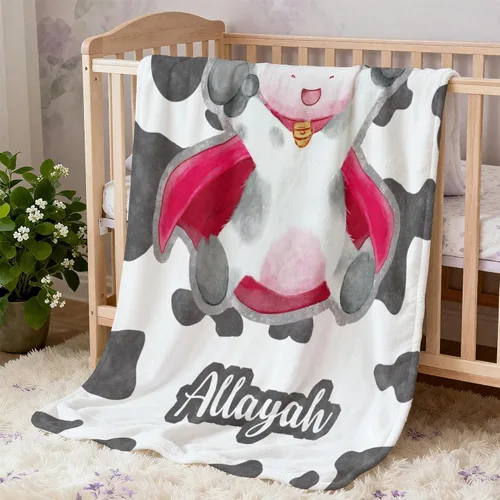 Miniatura 2 de Manta de bebé personalizada con nombre, cobijas de franela suaves y personalizadas con diseño de animales para recién nacidos, niños y niñas
