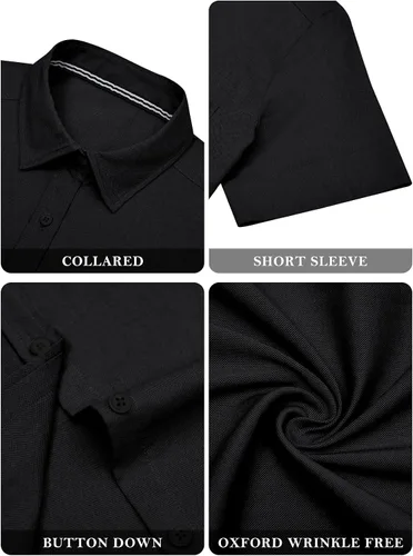 Miniatura 5 de Womens Short Sleeve Button Down Shirts Stretch Oxford Shirts Cotton Dress Shirt Collared Blouse Formal Work Tunic Tops
