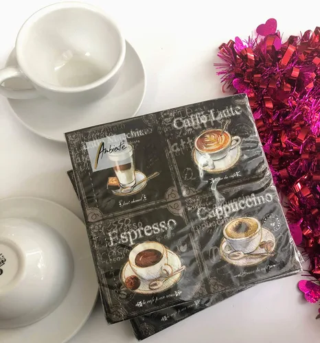 Miniatura 6 de Servilletas de café de 20 unidades, servilletas de papel decorativas en blanco y negro para decoupage, servilletas de papel de otoño, servilletas