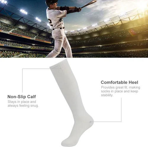 Miniatura 5 de Three street Calcetines de fútbol para béisbol, sóftbol, unisex hasta la rodilla, calcetines de compresión de tubo deportivo, 2-10 pares
