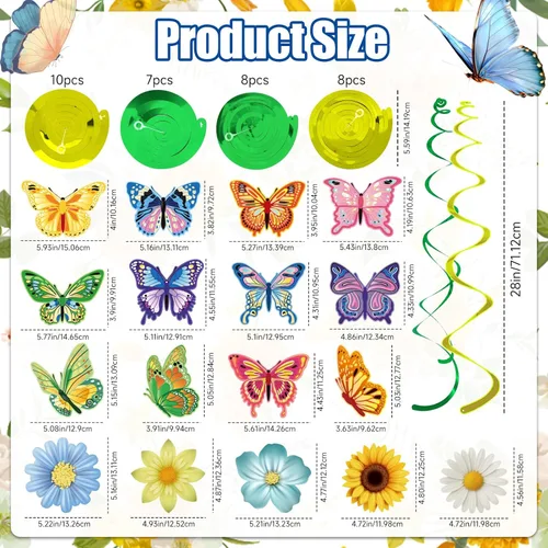 Miniatura 3 de 33 decoraciones colgantes de primavera para el hogar, serpentinas colgantes de mariposa para primavera, verano, Pascua, flores, mariposa, temática