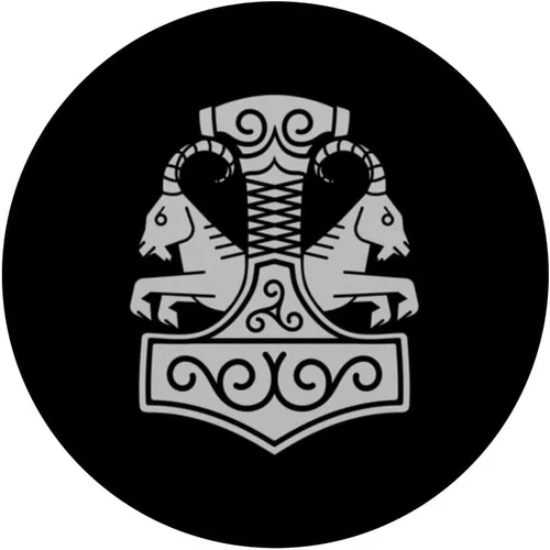Miniatura 3 de Martillo vikingo Mjolnir de mitología nórdica Pagan Thors PopSockets intercambiables PopGrip