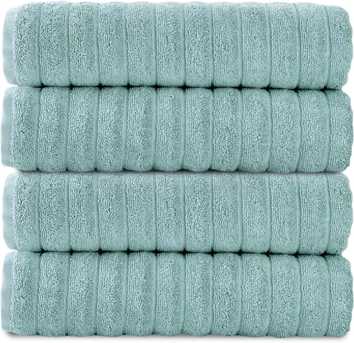 Miniatura 10 de Classic Turkish Towels - Juego de toallas de baño de algodón extragrande de alta calidad, gruesas y absorbentes, toallas de baño de lujo acanaladas