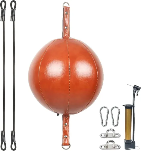 Miniatura 11 de InnoLife Kit de saco de boxeo de doble extremo con bola de perforación, kit de reacción de velocidad con cordones elásticos, perfecto