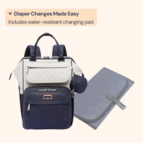 Miniatura 7 de BabbleRoo Mochila para Pañales, Bolsas Grandes Multifunción con Almohadilla Cambiadora y Correas para Cochecito, Estuche para Chupete, Mochila