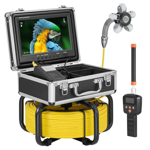 Miniatura 11 de VEVOR Cámara de Alcantarillado 120m/393ft con Pantalla de 9", DVR, Resistente al Agua IP68, 12 LEDs, Tarjeta SD de 16GB para Líneas
