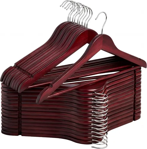 Miniatura 11 de StorageWorks Perchas de madera para armario, perchas de madera resistentes para trajes, camisas, pantalones, chaquetas, color nogal