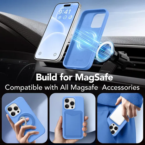 Miniatura 513 de GONEZ Funda de silicona para iPhone 15 Pro Max, compatible con Magsafe, protector de cámara + protector de pantalla, forro de microfibra suave
