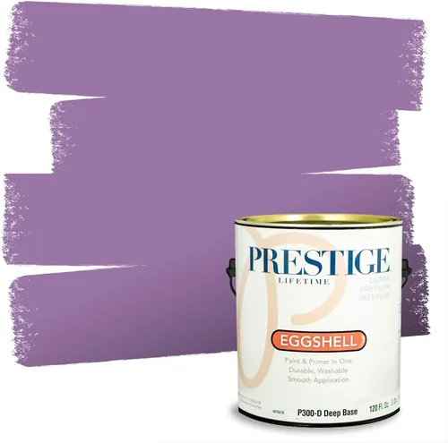 Miniatura 25 de PRESTIGE Pinturas de pintura interior e imprimación en uno, 1 galón, plano, combinación comparable de Sherwin Williams* Kimono Violet*