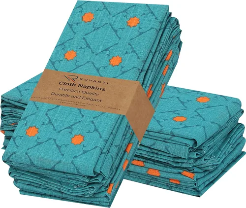Miniatura 28 de Ruvanti - Servilletas de tela, paquete de 6, 45x45 centímetros, 100% algodón, lavables, suaves y absorbentes, perfectas para bodas, cenas de Belleza