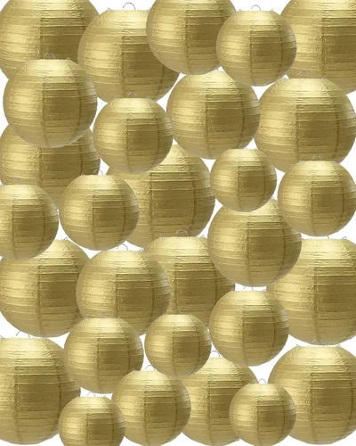Treela 60 Pcs Paper Lanterns Bulk for Wedding, 4'' 6'' 8'' 10'' 12'' Round Chinese Lanterns for Bridal Shower Birthday Party Decorations, Hanging