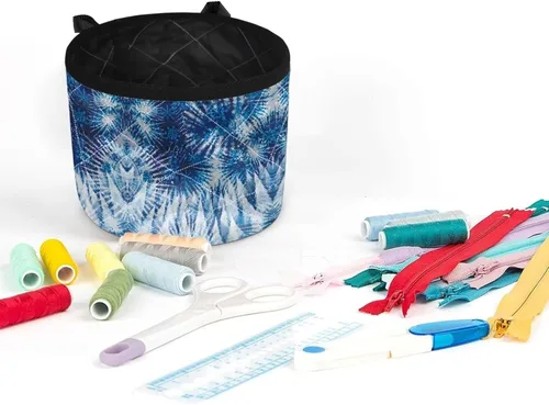 Miniatura 3 de Tapete para máquina de coser de teñido anudado con bolsillos, impermeable, organizador para máquina de coser para reducir el ruido, tapete protector