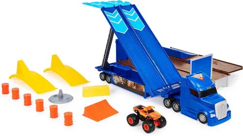 Miniatura 5 de Monster Jam, set de juego transformable Hauler y almacenamiento con camión monstruo exclusivo El Toro Loco, escala 1:64, juguetes para niños y niñas