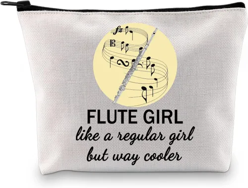 GJTIM Flauta de regalo para amantes de la flauta, banda de marcha, bolsa de maquillaje, bolsa de viaje con cremallera para flautistas