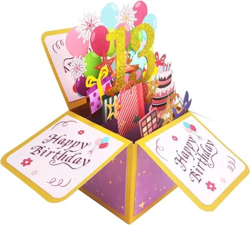 Miniatura 9 de Asmallgf Dulce Tarjeta de Cumpleaños Desplegable del 12º Cumpleaños para Niña y Niño, Gran Regalo de Cumpleaños de 12 Años para Hija, Sobrina