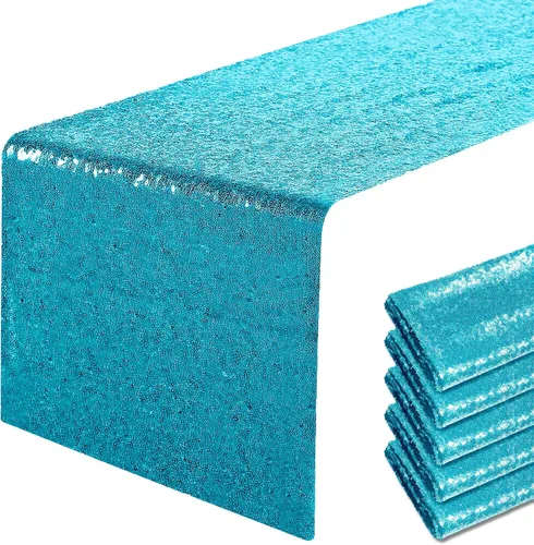 Miniatura 27 de Pufogu - Camino de mesa de lentejuelas brillantes de 12 x 72 pulgadas para fiestas de cumpleaños, decoración de bodas, despedidas de soltera