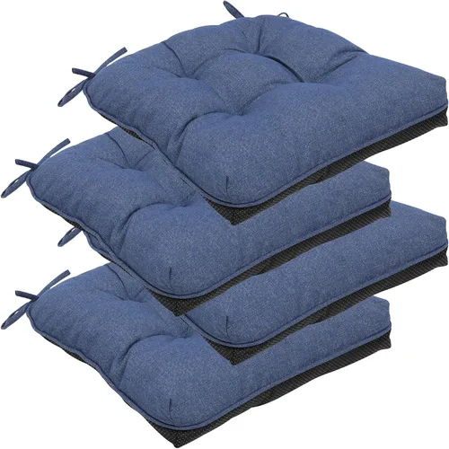 Miniatura 16 de RACE LEAF Cojines para sillas de comedor, paquete de 4 unidades, almohadillas de espuma viscoelástica para sillas de cocina con lazos y respaldo