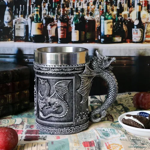 Miniatura 9 de Alikiki Taza de Café de Dungeons and Dragons Grande - Taza de GOT D&D para Juego de Cerveza Tazas de Regalo para Hombres - 21oz Jarra de Acero