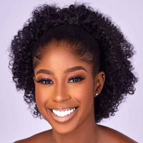 Miniatura 13 de Extensión de cola de caballo rizada con cordón Afro Puff para mujeres negras, extensiones de cabello sintético corto afro Kinkys rizado, extensión