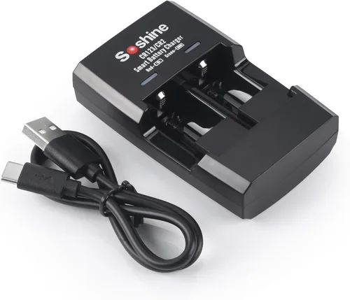 Cargador de Batería Soshine CR2 RCR123A para Batería RCR123 16340 CR2 15270 LiFePO4 de 3V Baterías Recargables (Cargador)