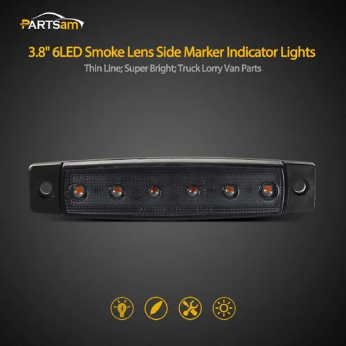 Miniatura 2 de Partsam 6 luces indicadoras laterales LED, paquete de 5, 3.8 pulgadas, 5 x ahumado/ámbar.