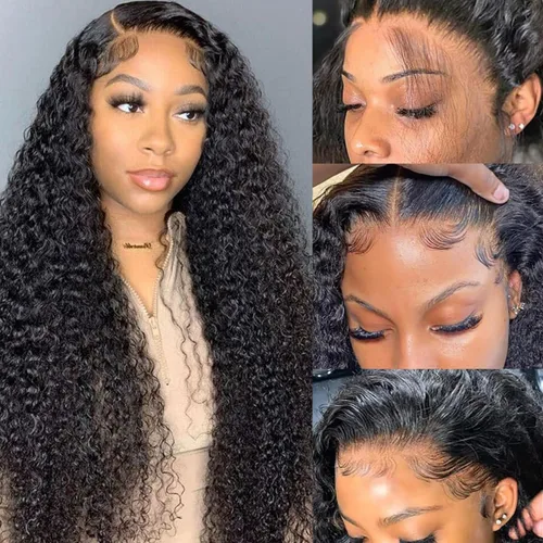 Miniatura 14 de Pelucas de encaje frontal con onda de agua de cabello humano, sin pegamento, para mujeres, densidad del 180%, de 13x6 pulgadas, con cabello