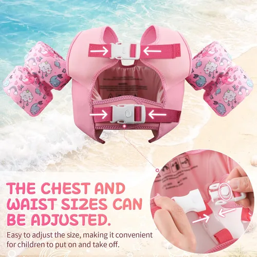 Miniatura 2 de Chaleco de natación para niños pequeños, flotadores para niños de 20 a 66 libras, chaleco de natación para niños pequeños que aprenden a nadar