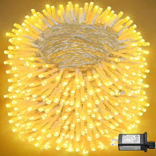 Miniatura 29 de Tira de 200 luces LED de 66 pies para exteriores, luces de Navidad conectables para interiores, cable transparente, impermeable, 8 modos de luces