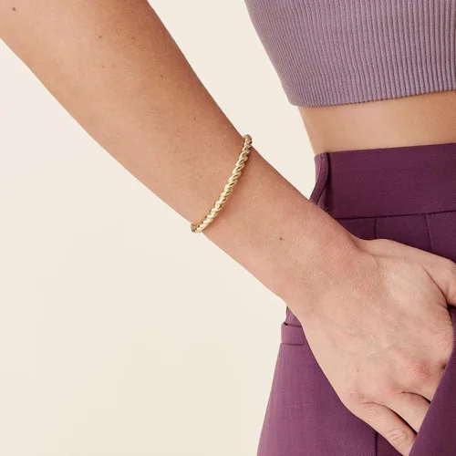 Miniatura 2 de PAVOI Pulsera trenzada chapada en oro Chapado en oro de 14 quilates Joyería ligera para el día a día