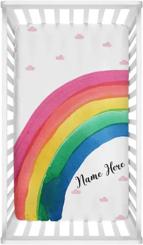 Miniatura 7 de Sábana bajera personalizada para cuna de bebé con estrellas coloridas para niñas y niños, sábana de cuna personalizada con nombre para cuna estándar